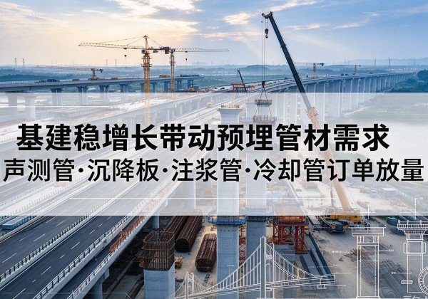 城东基建稳增长带动预埋监测管材需求，声测管、沉降板、注浆管订单持续放量